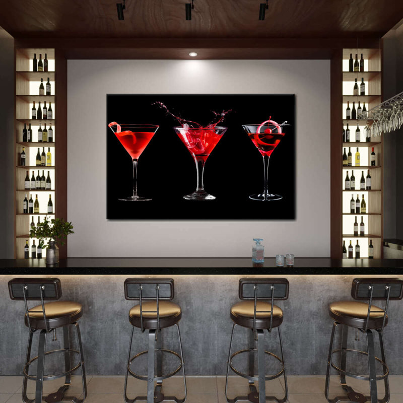 Maraschino cerise cocktail sur toile, H 30 po x l 45 po x P 1,25 po