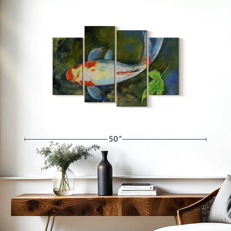 Jardin japonais koi nageant, H 22 po x l 36 po
