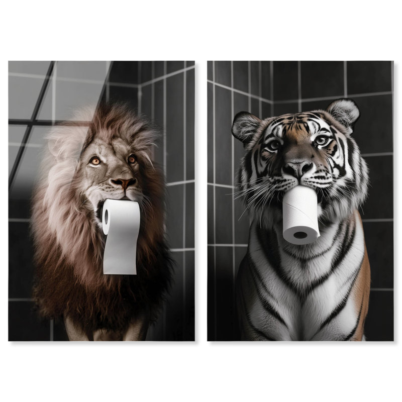 Ensemble de rouleau de papier hygiénique «Mute Animal» par Art Remedy, H 30 po x l 20 po