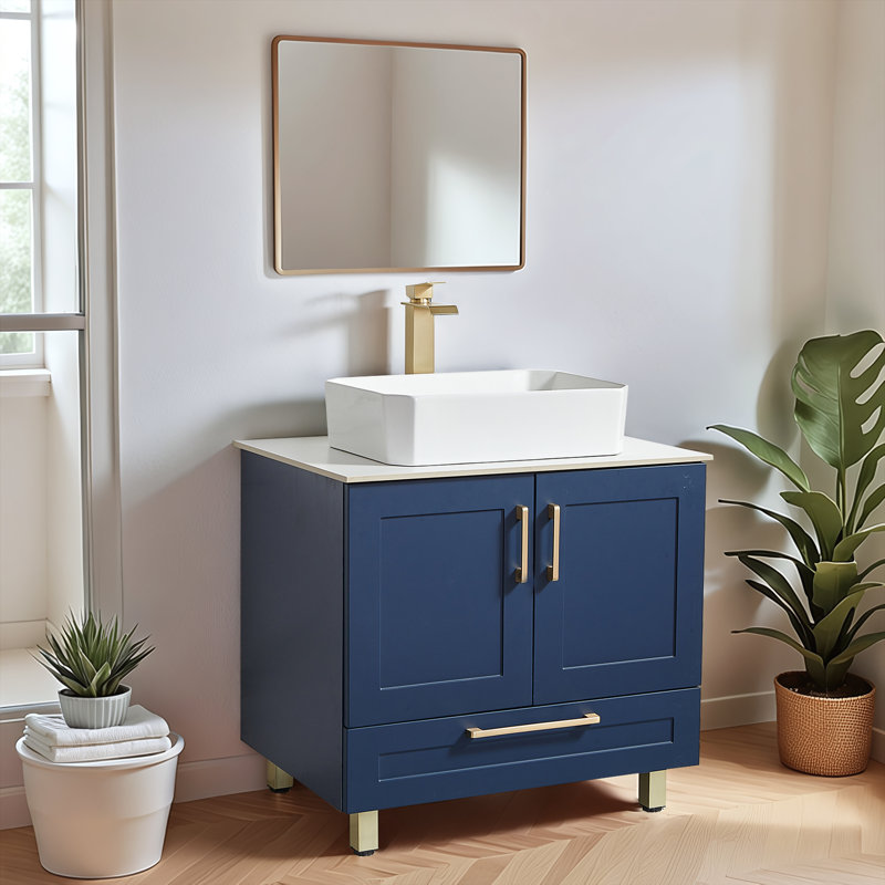 Kearna 30" Modern Free-standing Vessel Single Bathroom Vanity Set, Blue