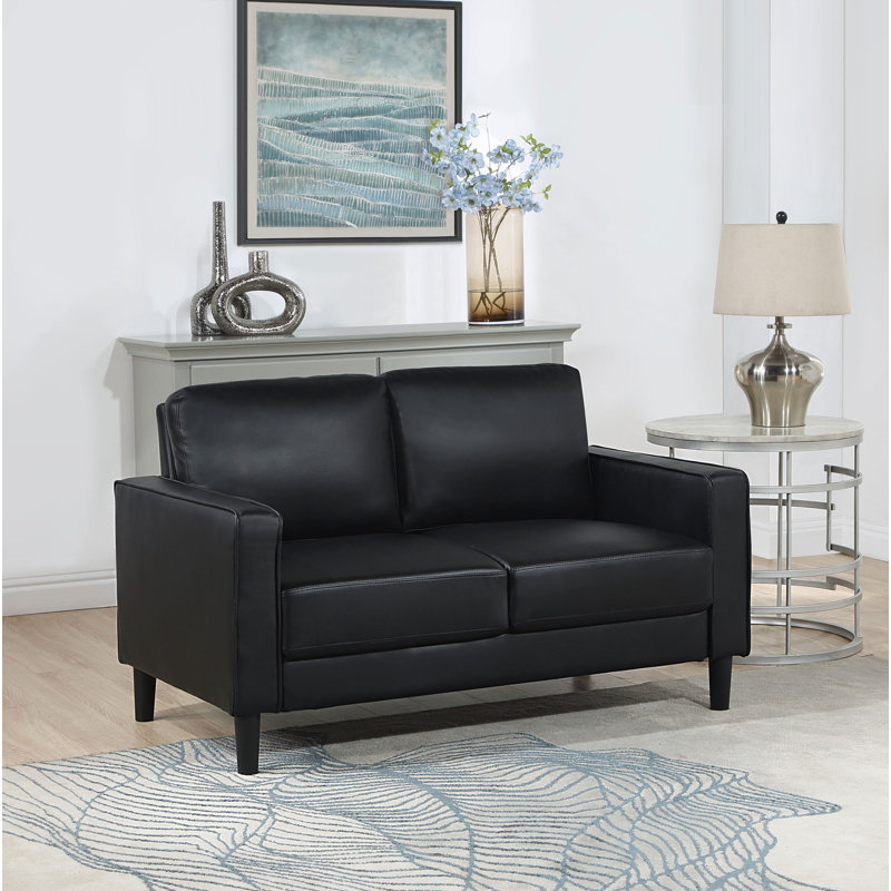 Regenal Upholstered Track Arm Loveseat Black, Black