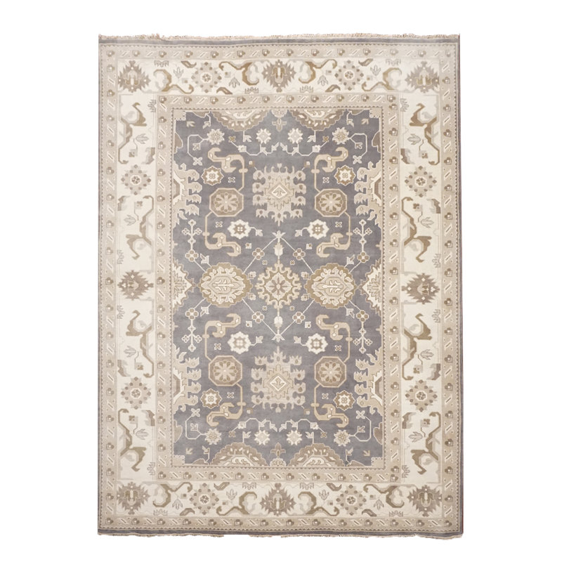 Tapis gris / bleu 9X12 Oushak