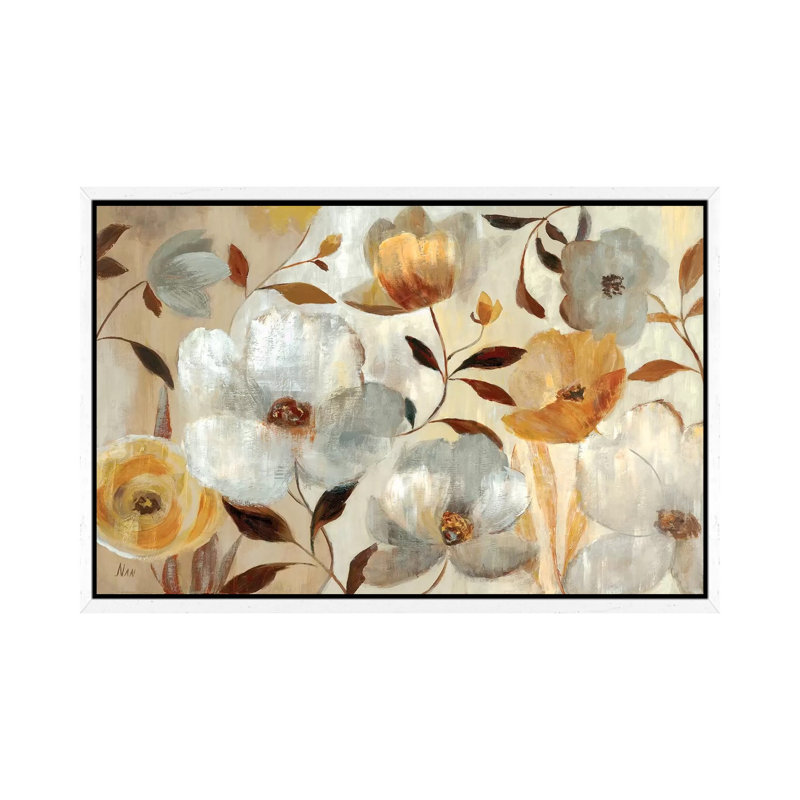 Golden Flower by Nan - Painting on Canvas, White Framed, 101.6 cm H x 66.04 cm W