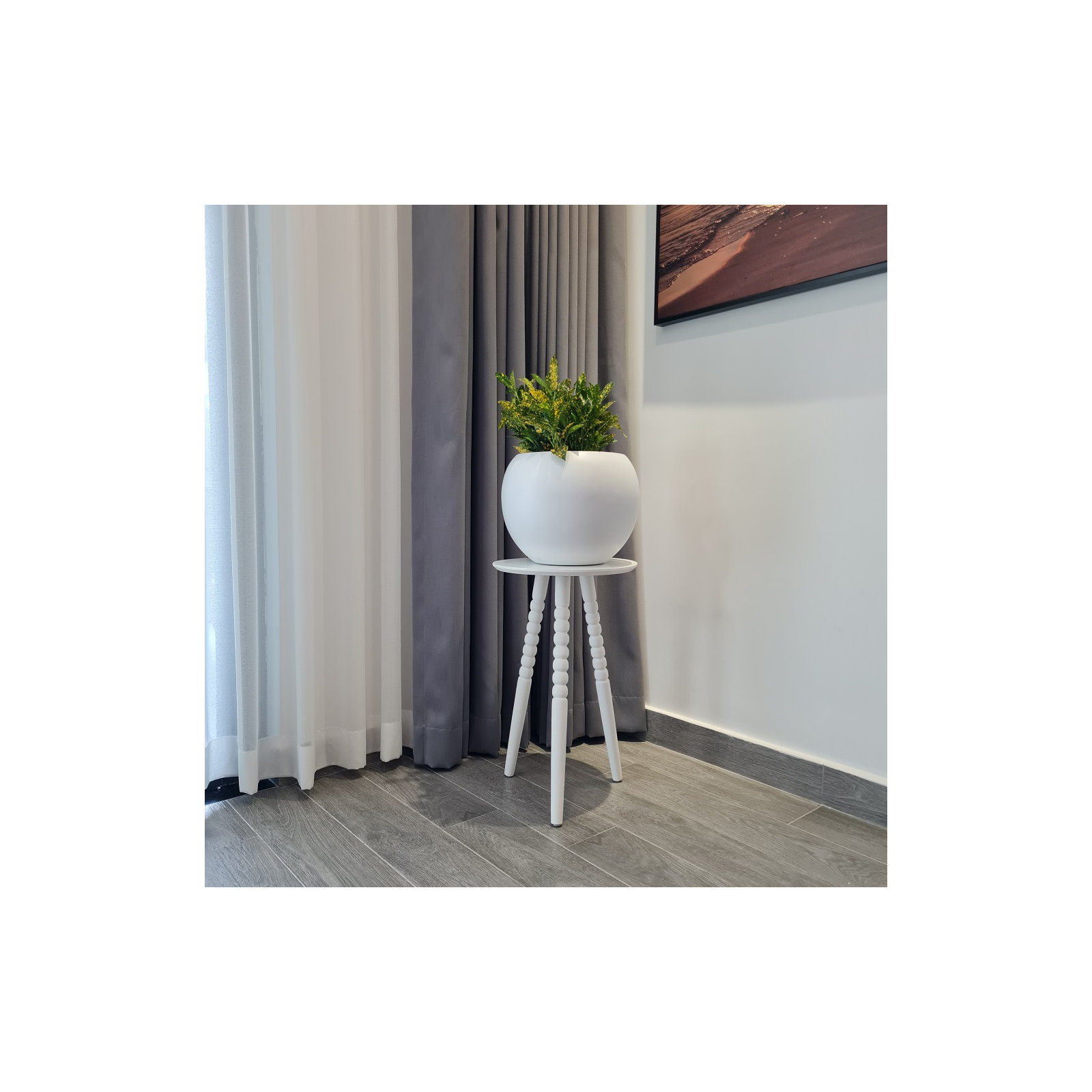 Dorlis Fiberstone Pot Planter, White, 10" H x 13" W x 13" D