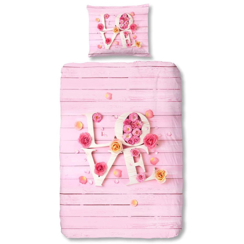 Good Morning Duvet CoverLove Pink, 135 x 200 cm + 80 x 80 cm
