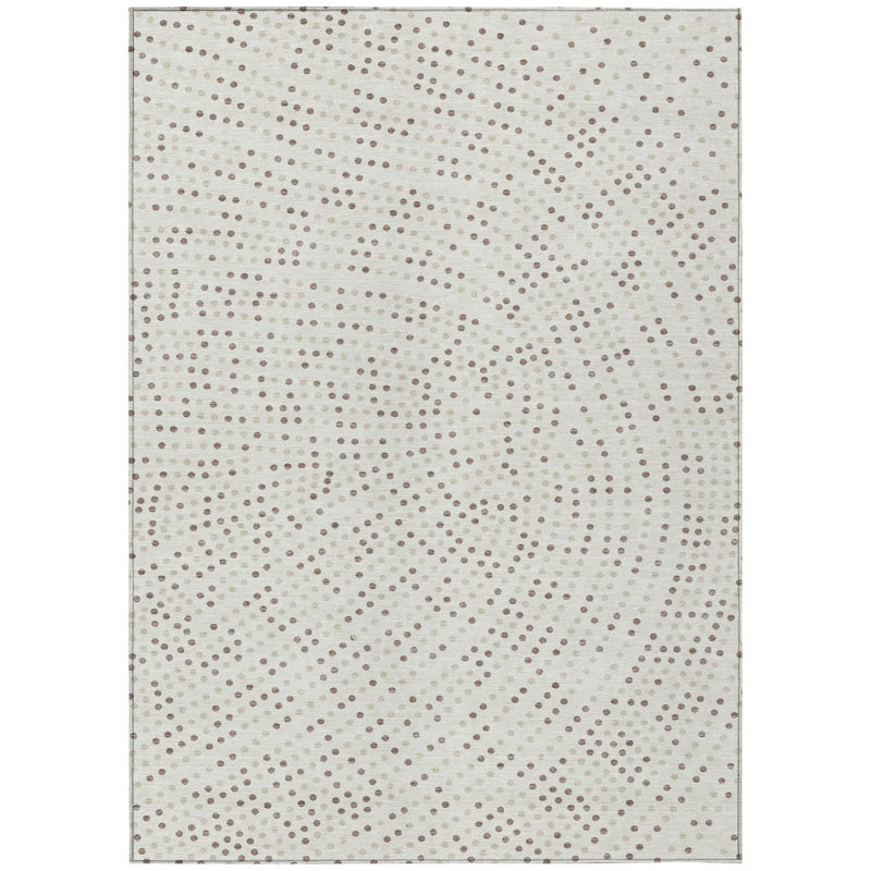Tapis intérieur lavable à pois ivoire HomeRoots 8 pi x 10 pi