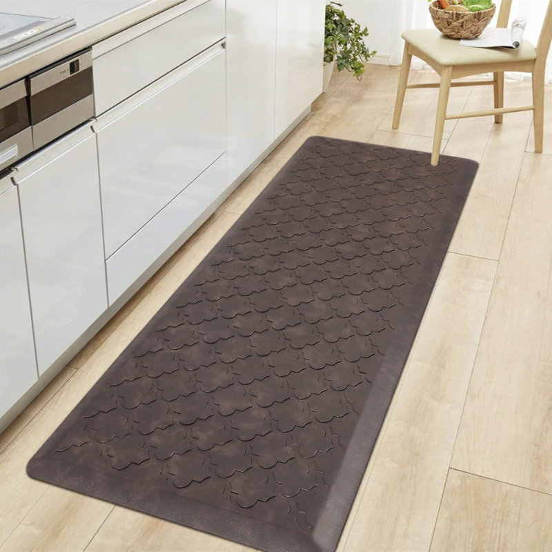 Tapis de cuisine uni en PVC, Tapis de couloir 1 pi 5 po x 4 pi, Brun
