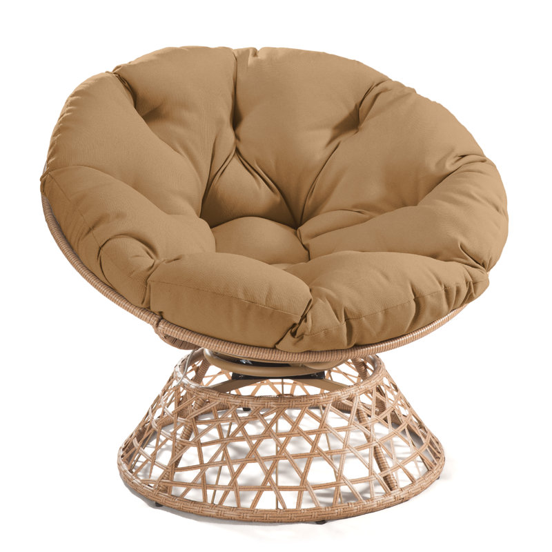 Ahlexus Swivel Wicker Outdoor Lounge Chair, Tan