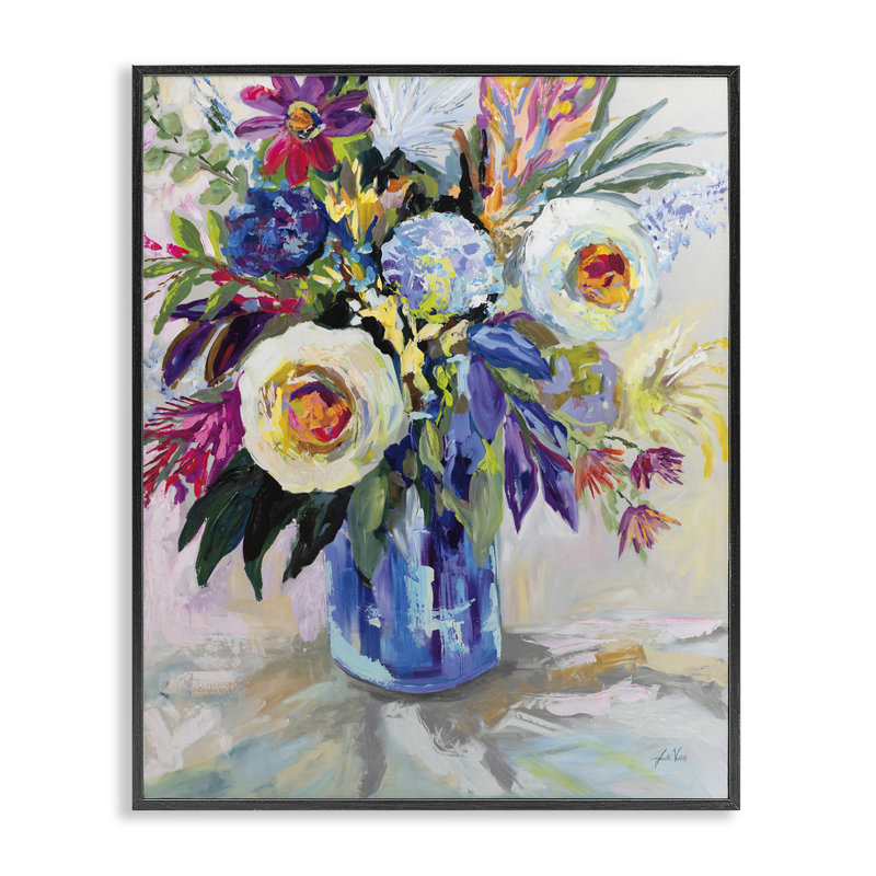 «Joy Of Color Bouquet», estampe numérique, conception de Jeanette Vertentes, H 30 po x l 24 po, Giclée encadrée noir minuit