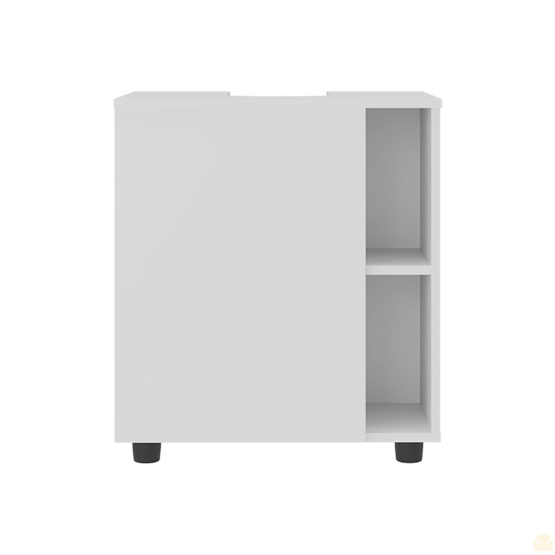 Armoire sur pied à 1 porte avec 5 compartiments ouverts, Blanc