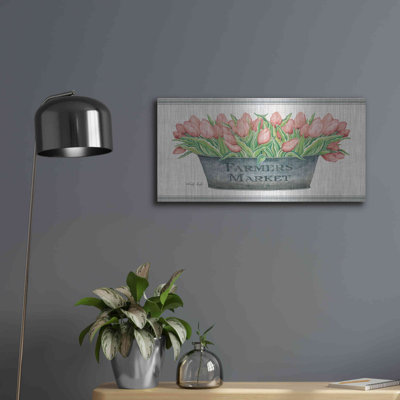 Art mural en métal «Farmers Market Blush Tulips» par Cindy Jacobs, Luxe
