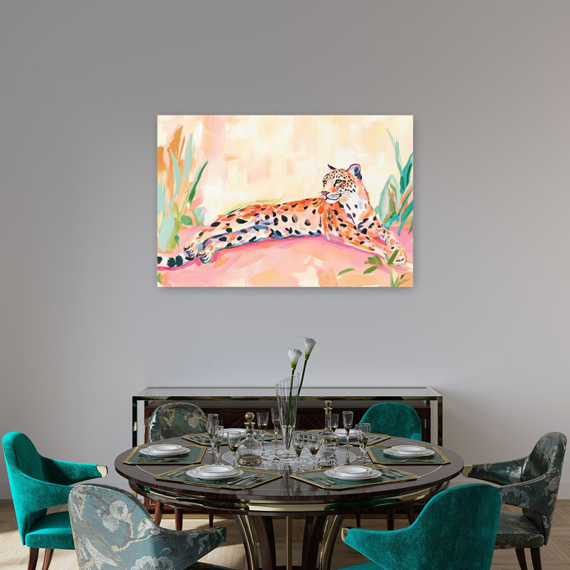 Vibrant Jungle Leopard Contemporary Wall Art Print by Mathieu - Wrapped Canvas Print, 81.28cm H x 121.92cm W