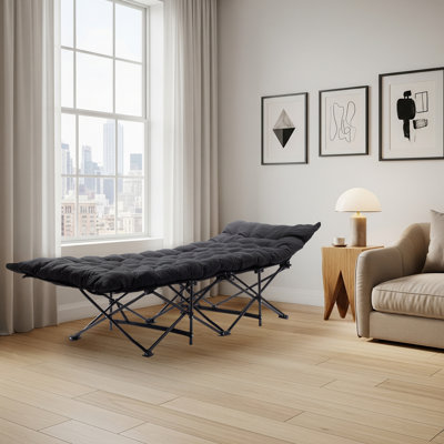 Patio Black Folding Camping Cot With Mattress