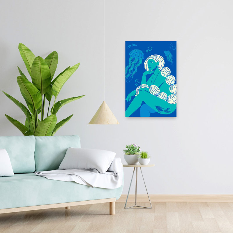 Art contemporain abstrait, méduse audacieuse et colorée, H 24 po x l 16 po
