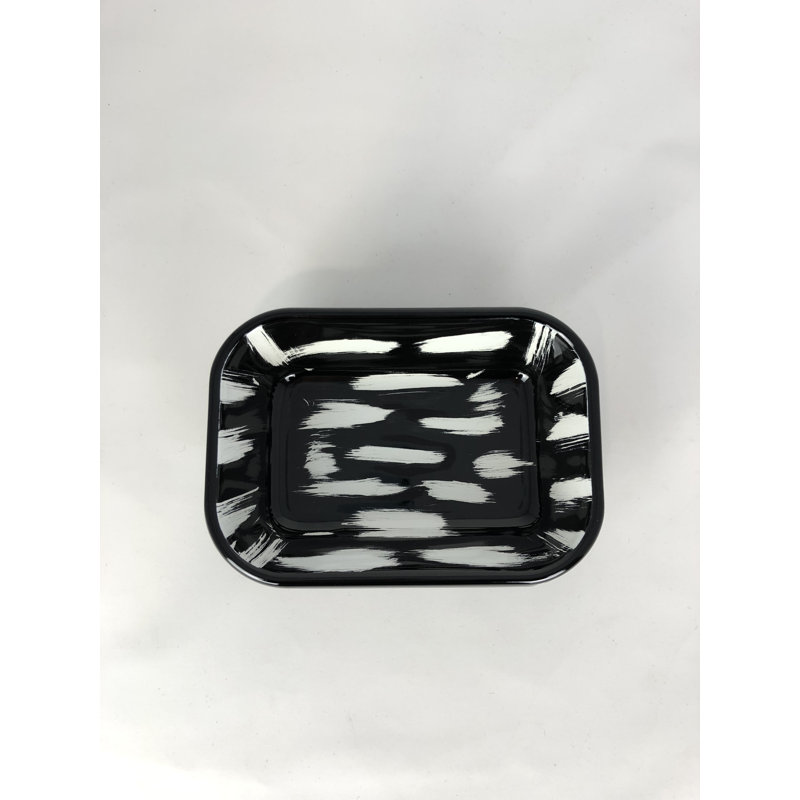 Metro Lane Albrechtice Enamel Platter, Black/White, 4cm H x 16cm W x 11cm D
