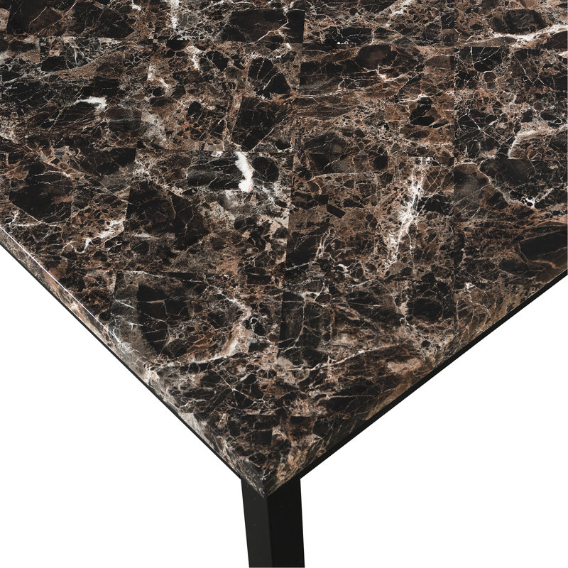 Table de salle à manger de style moderne avec plateau en faux marbre avec structure en métal robuste pour les pièces - construction, installation facile, capacité de poids de 100 lb, coin repas noir décoratif et poids maximal,