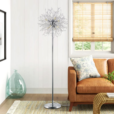 Crystal Floor Lamp, 69" Tall, Modern Design, 32 Firework Crystal Harnesses