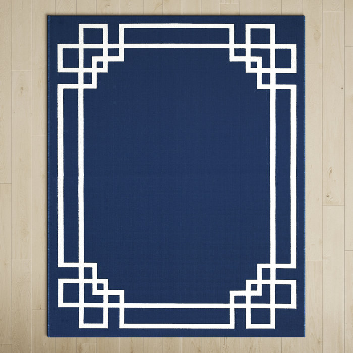 Cecilia Navy Blue/White Indoor/Outdoor Rug & Reviews | Birch Lane