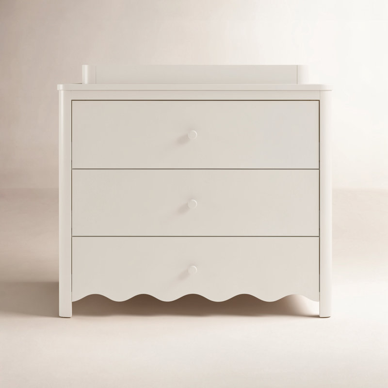 Commode 3 tiroirs Casablanca avec plateau à langer amovible, Avoine givrée