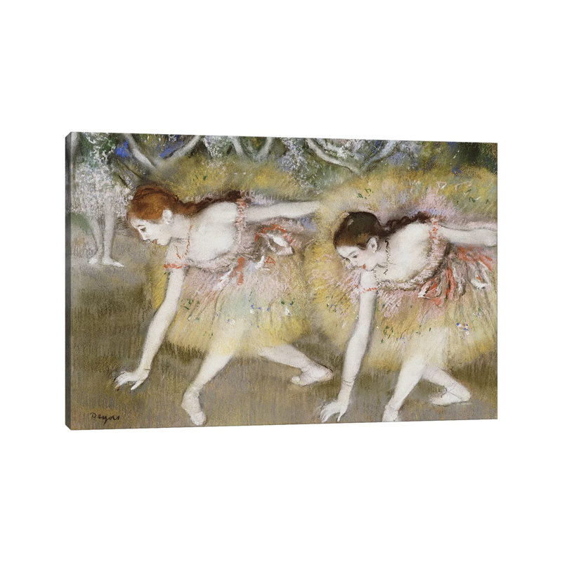 Dancers Bending Down by Edgar Degas - Wrapped Canvas Painting, 20.32 cm H x 30.48 cm W