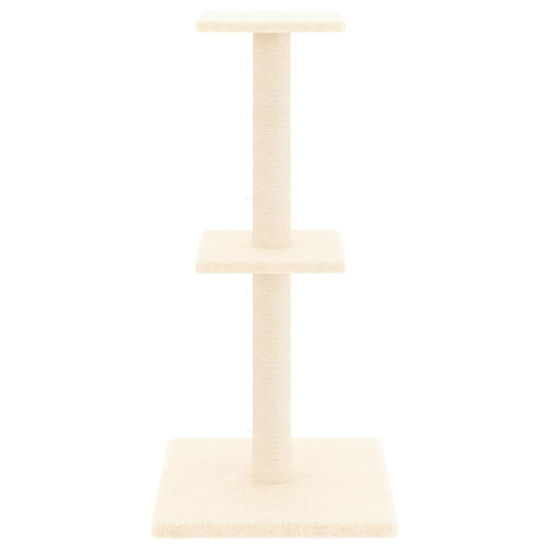 vidaXL Cat Tree Engineered wood, plush, sisal 28.7 in tall, Cream