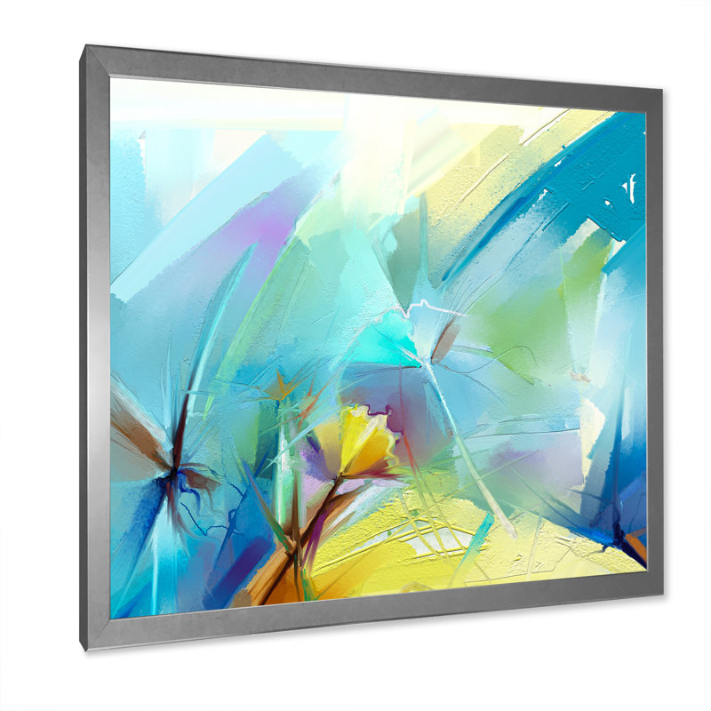 «Turquoise Storm Impression V», reproduction d'art sur toile, H 16 po x l 16 po x P 1 po, Cadre photo argenté