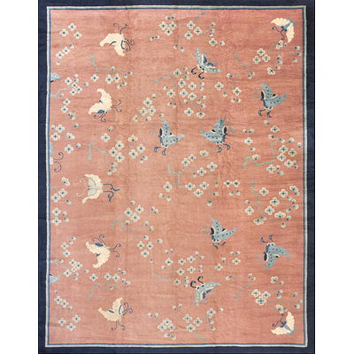 Light Coral Rose Colour Antique Late 19th Century Peking Chinese Rug