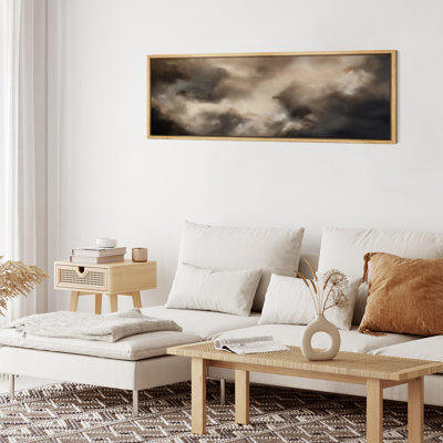 Dark Brown Abstract Strokes Effect - Oversized Framed Wall Decorations Canvas Print