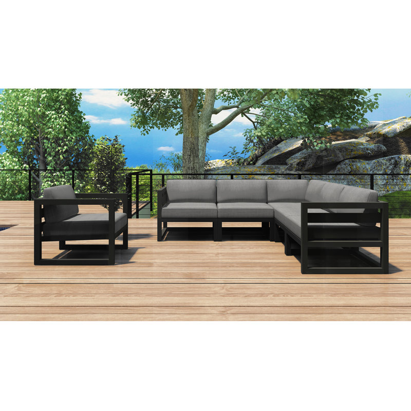 Avion 6 Piece Sectional Set - Black, Slate, Cast Silver Sunbrella®