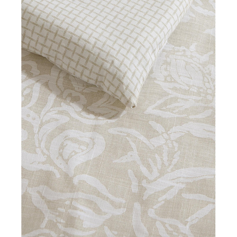 Twin White Cotton Reversible Comforter Set with Shams