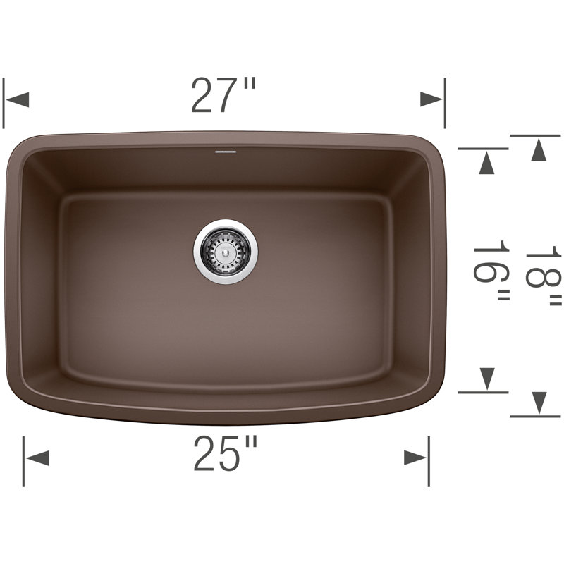 Valea SILGRANIT 27" Single Bowl Undermount Kitchen Sink, Cafe Brown