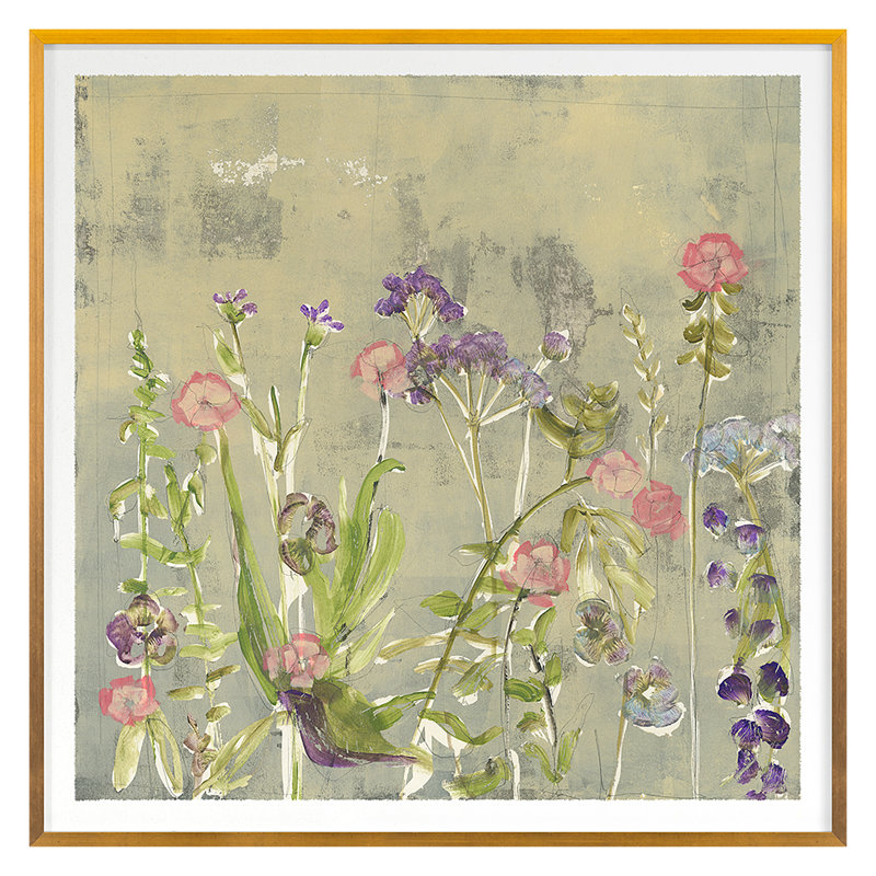 Floral Illustration 2 Print by Maeve Harris, Gold Framed, 42" H x 42" W