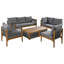 Acacia Wood 7-seat Corner Sofa Set With Coffee Table & Rope Armrests-99237396-99237394