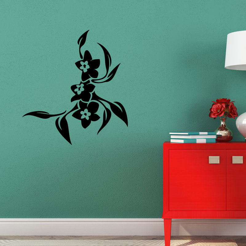 Adhésif décoratif fleurs Galusha, Noir