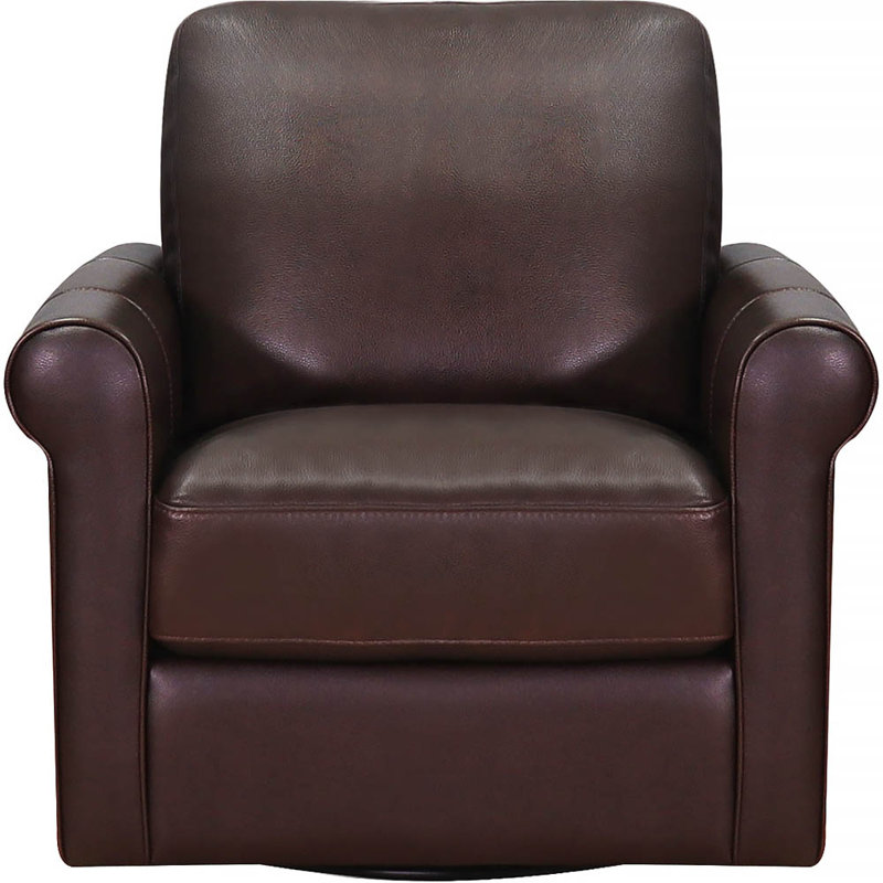 Chaise pivotante en cuir Mayoworth, Cuir véritable Brookfield Pirouette espresso fonc
