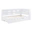 Lit de jour simple en bois avec lit gigogne, tablette de rangement et chargement USB, blanc - lit multifonctionnel