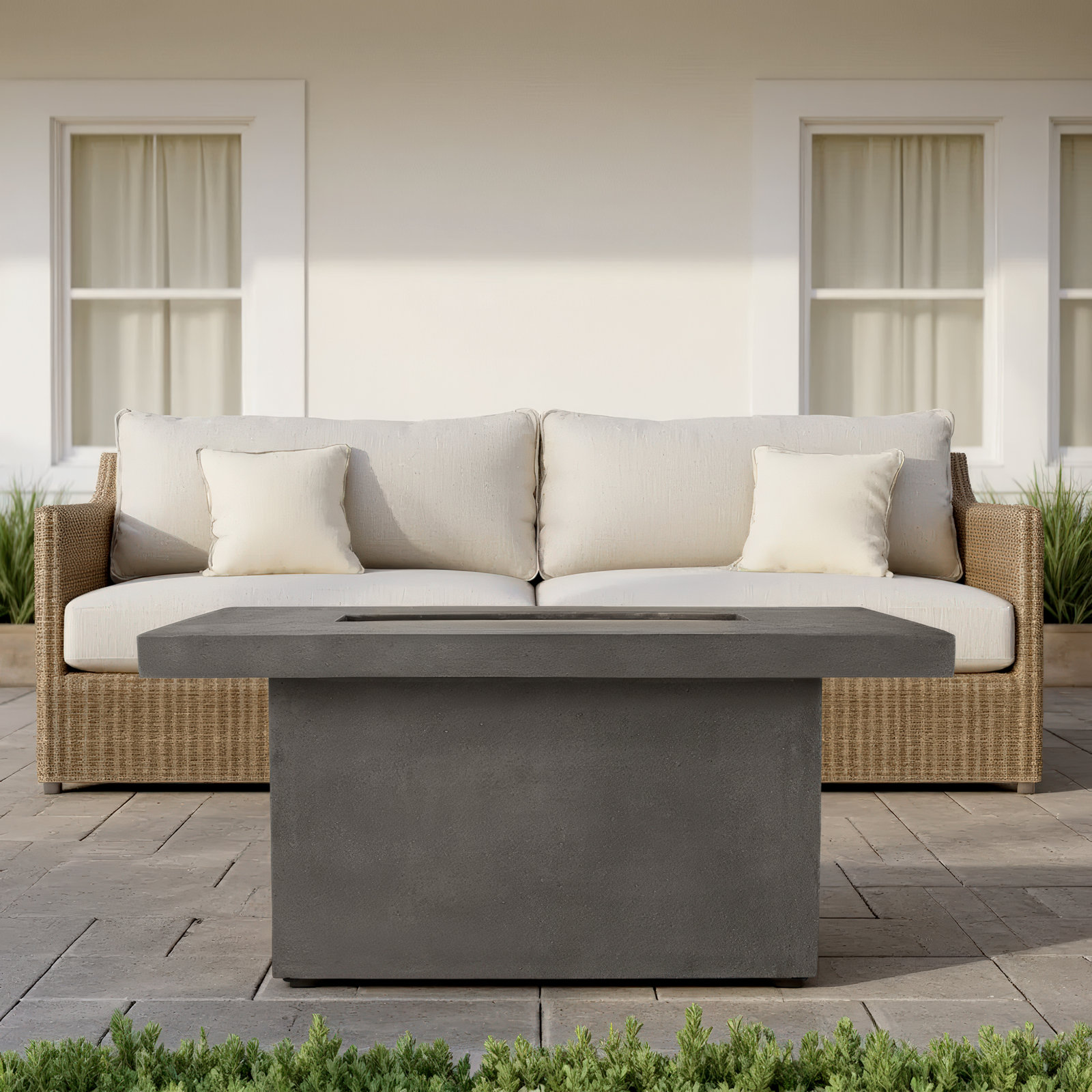 Ventura Rectangle Fire Pit Table, Gray