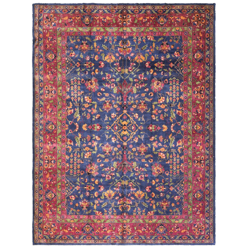 Tapis formel antique rectangulaire unique de 10 pi 8 po x 14 pi 3 po années 1920
