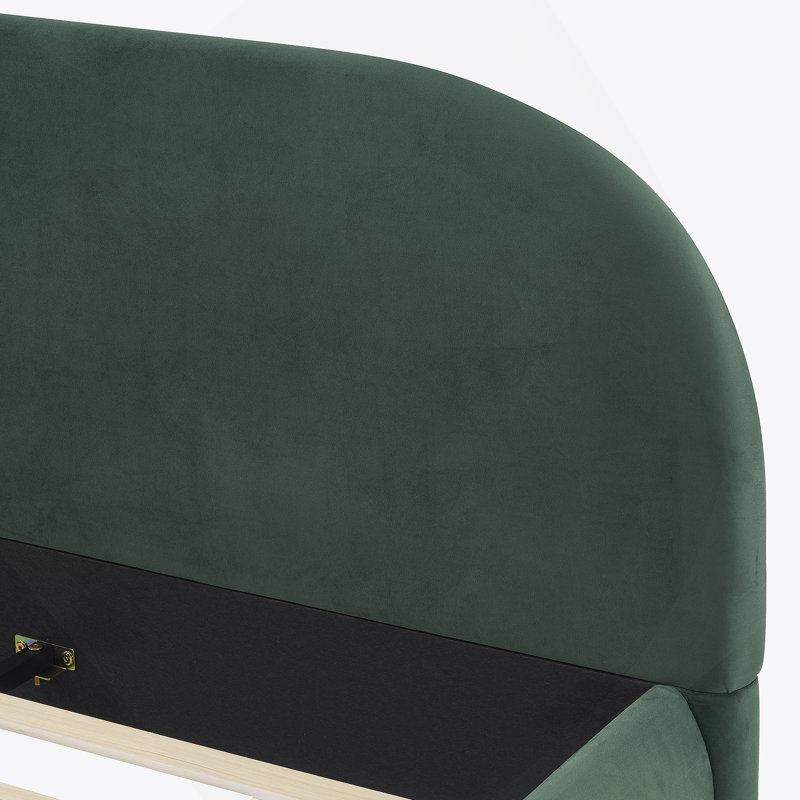Lit moelleux en velours vert foncé: texture luxueuse légère, ajoutant une atmosphère haut de gamme à la chambre à coucher, grand lit