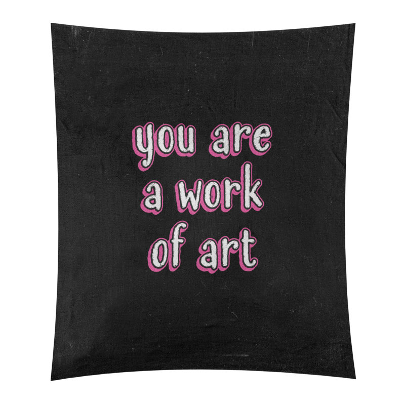 Tapisserie en polyester tableau noir quot, H 104 po x l 88 po, Rose