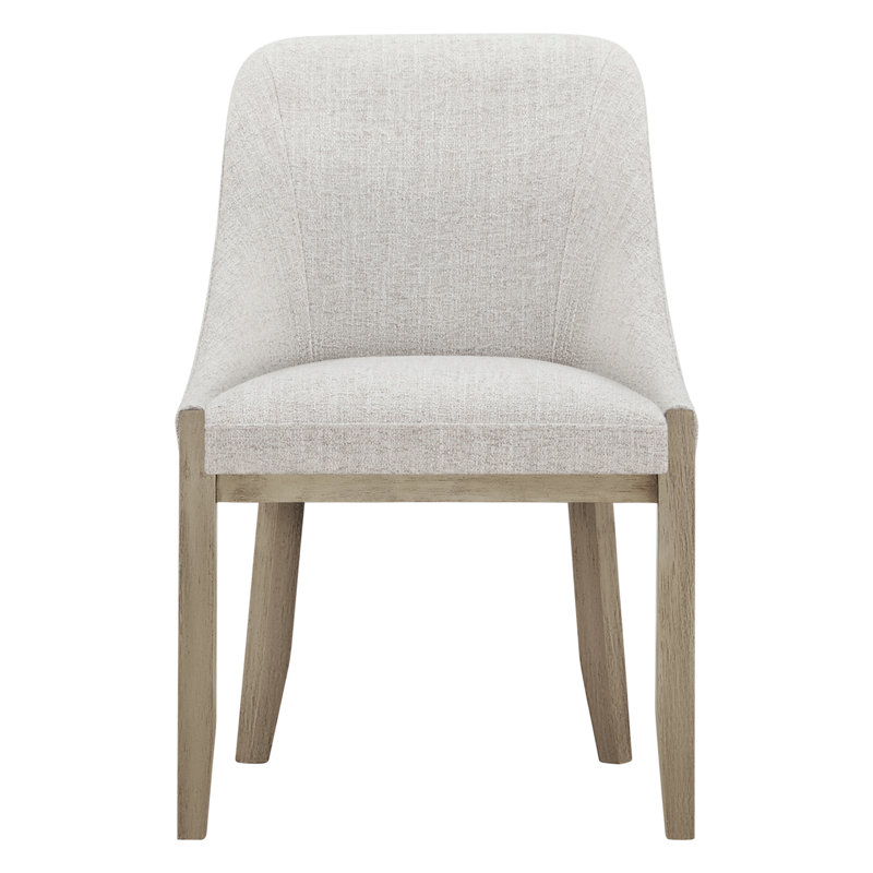 Chaise de salle à manger rembourrée avec pieds en bois massif Sherwood, Nathan Performance Tweed de blé