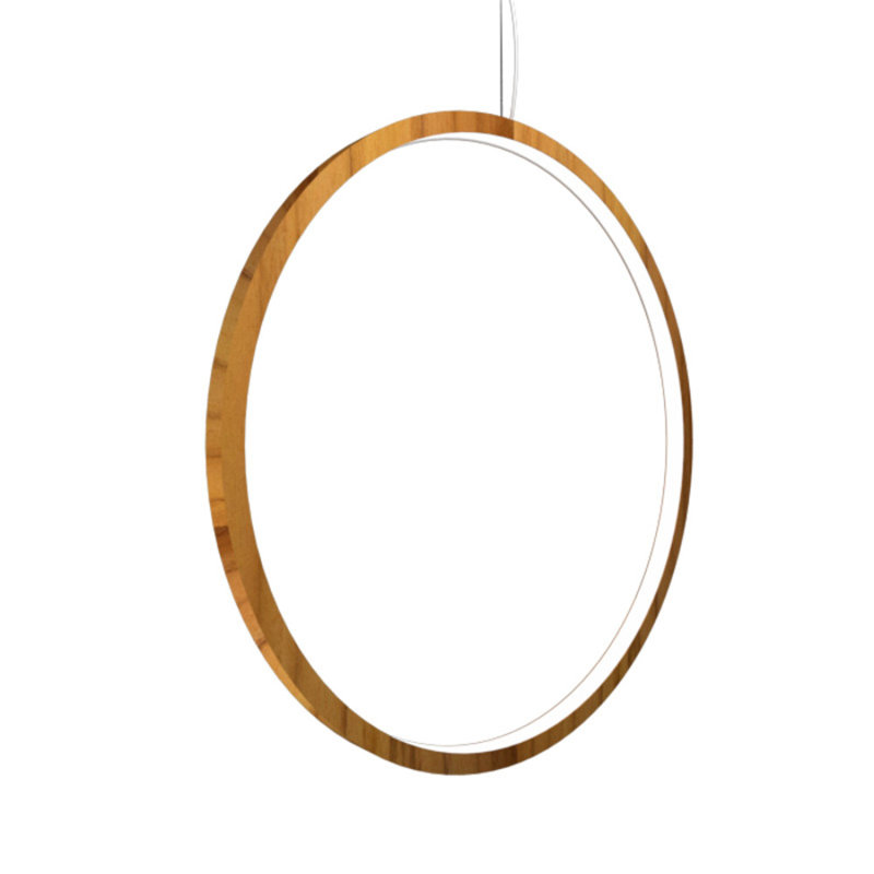 Luminaire suspendu avec cadre 1297 DEL, Teck, H 35,1 po x l 35,1 po x P 1,17 po