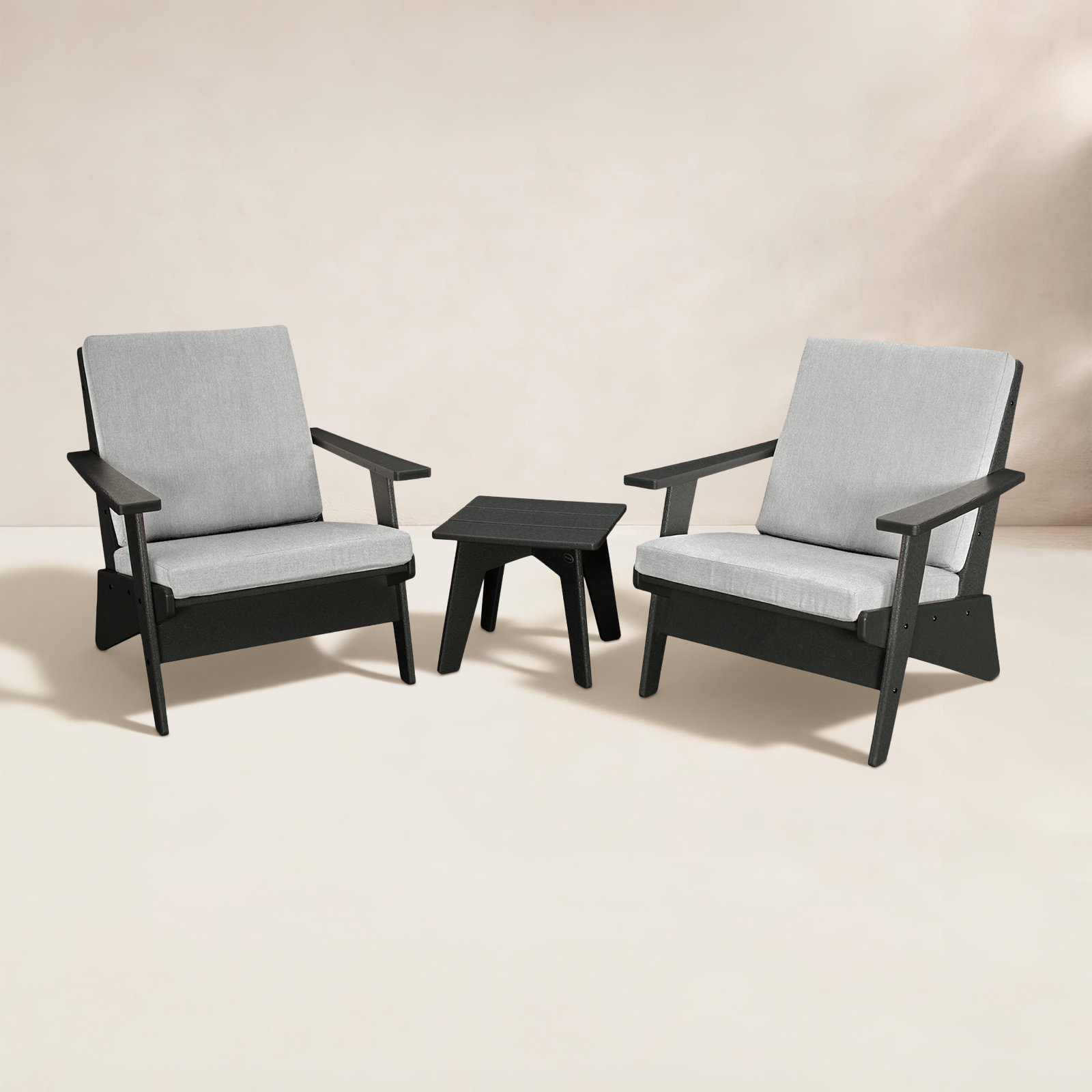 POLYWOOD® Riviera 2-Person Patio Seating Group, Granite, Black