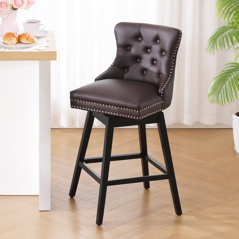 Solid wood Swivel Stool, Brown, Counter Stool (26" Seat Height)