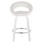 Tabouret de comptoir à hauteur fixe avec pivot en bois blanc et similicuir avec repose-pieds rond chromé - ensemble de 2-125535603