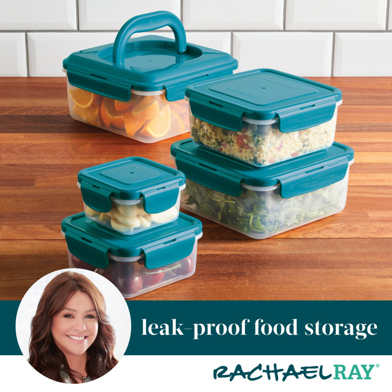 Teal BPA-Free Nestable Square Food Storage Container Set
