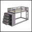 Grey Finish Twin/Twin Bunk Bed With 4 Drawers And 3 Compartments