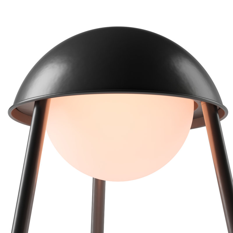 Helmet Rechargeable Cordless Led Table Lamp, 3-Levels Brightness Touch Sensor Control, Black, Black