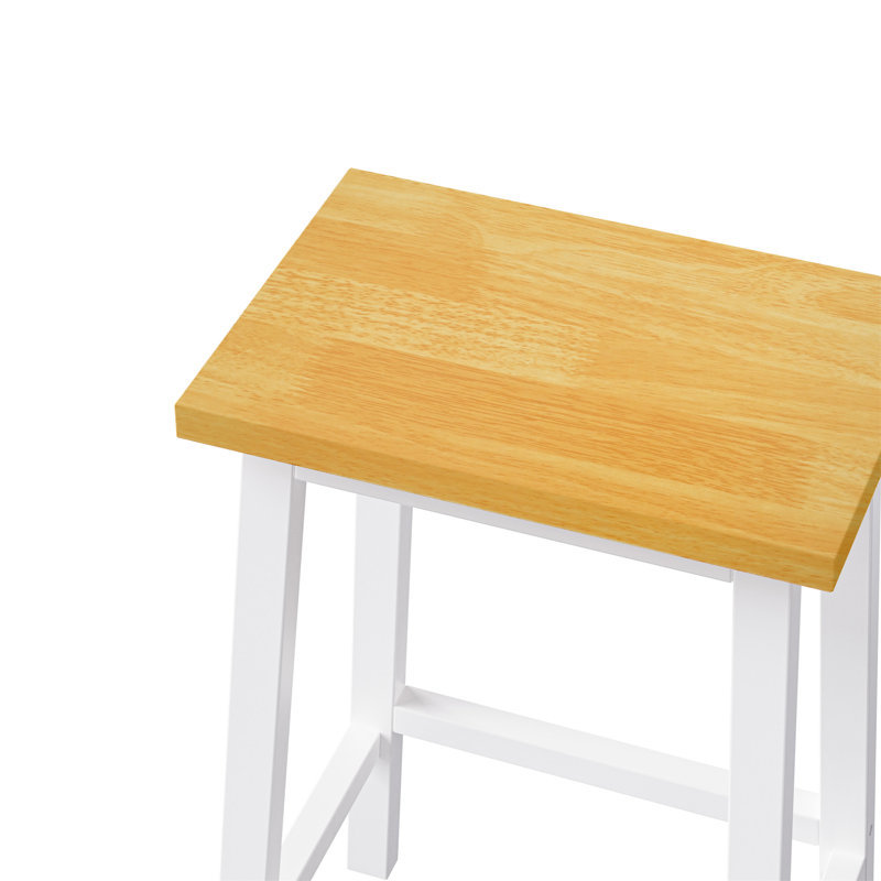 Tabourets de bar en bois massif K&K, Blanc