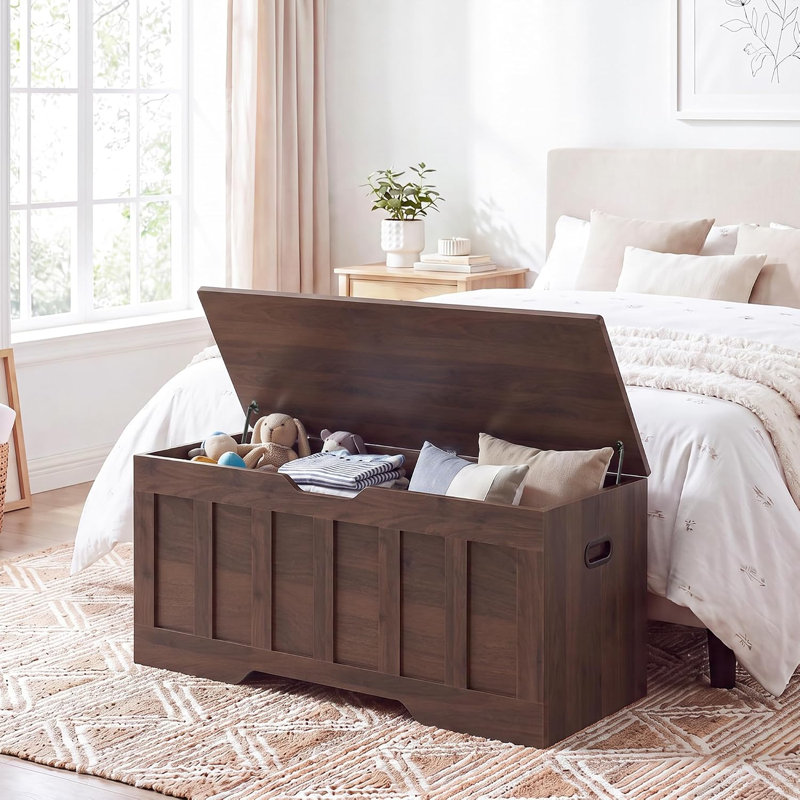 Très grand banc de rangement 39,4 "avec charnières de sécurité, 39.4”, Noyer